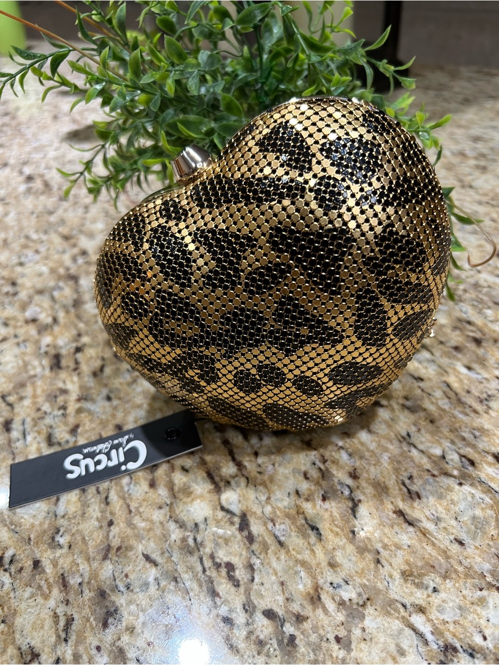 Sam Edelman Circus Gold Leopard Heart Crossbody Bag/ Clutch